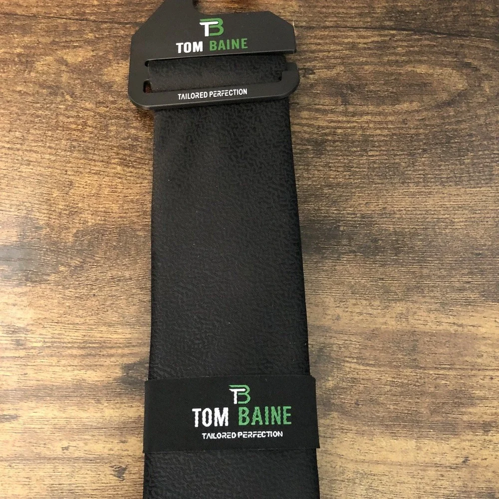 Tom Baine Mens Black Tie Tailored Perfection‎ Microfiber Career Office Formal